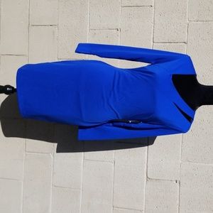 ALEXIA ADMOR NEW BLUE CUT-OUT SHEATH DRESS